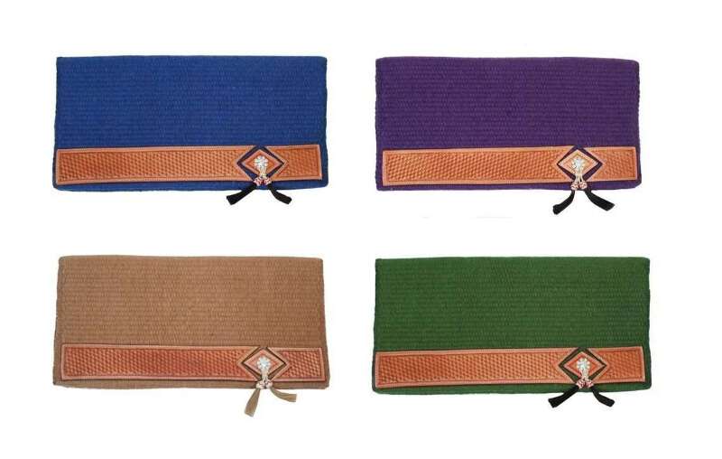 BLACK BROWN TEAL 34x36 New Zealand Wool Western Contoured Saddle Pad MEMORY FELT